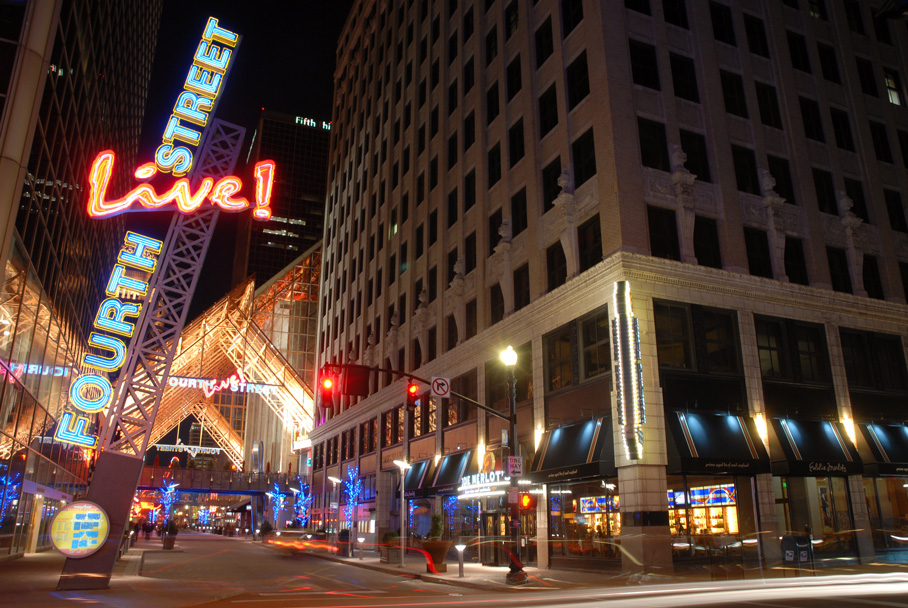 A view of Louisville's Fourth Street Live district