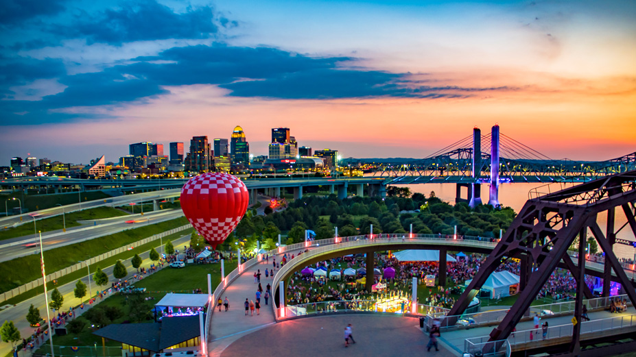 Louisville skyline seen from Waterfront Park